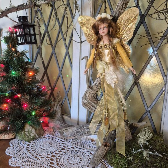 Vintage Gold & Yellow Fairy Ornament - Picture 2 of 15